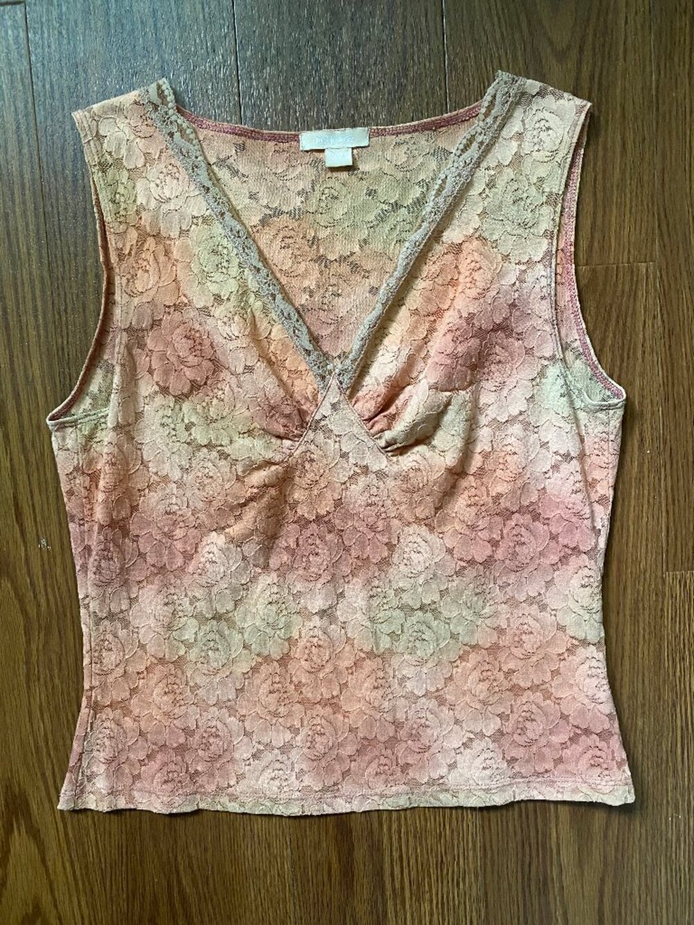 🇦🇺 Vintage Just Jeans Ombré Floral Lace Camisole Tank - Made in Australia L